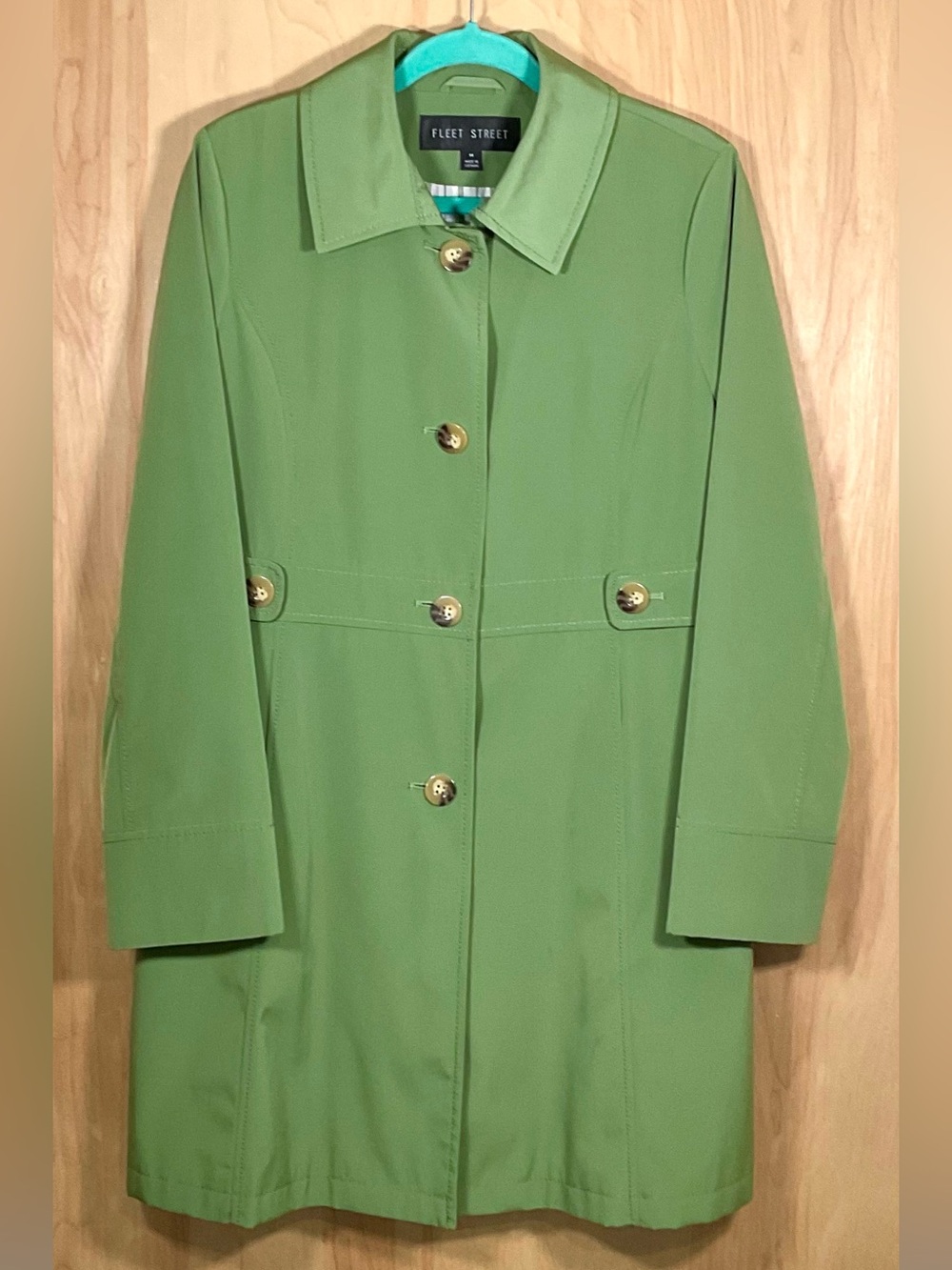 Fleet Street Green Trench Rain Coat - EUC
